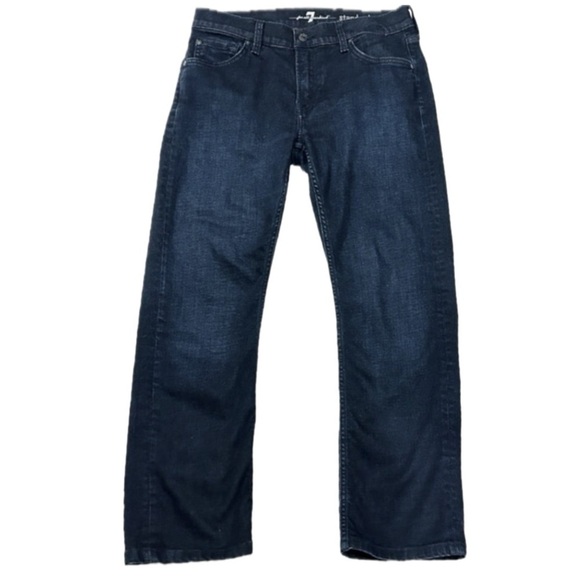 👖🖤 7 FOR ALL MANKIND The Standard Straight Ankle Jeans Sz 31 Dark Wash Denim - Picture 1 of 5